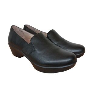 Dansko Jessica Black Leather Clogs Nursing Shoes Women's Size 39 US 8.5-9